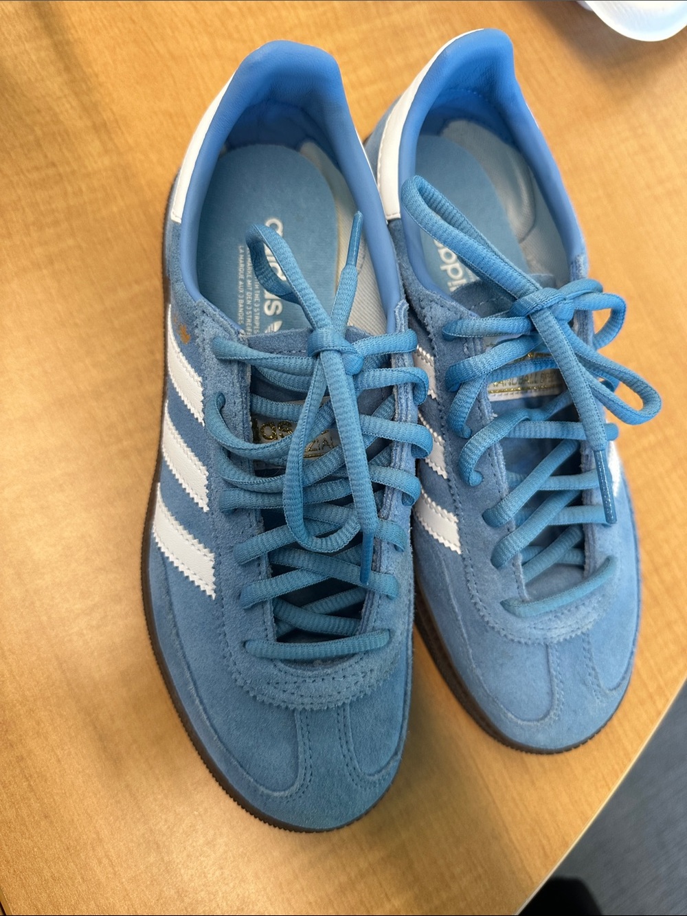 Adidas Spezial Suede Sneakers in Light Blue with White Stripes- Size 4.5 US NWOT - Picture 1 of 10